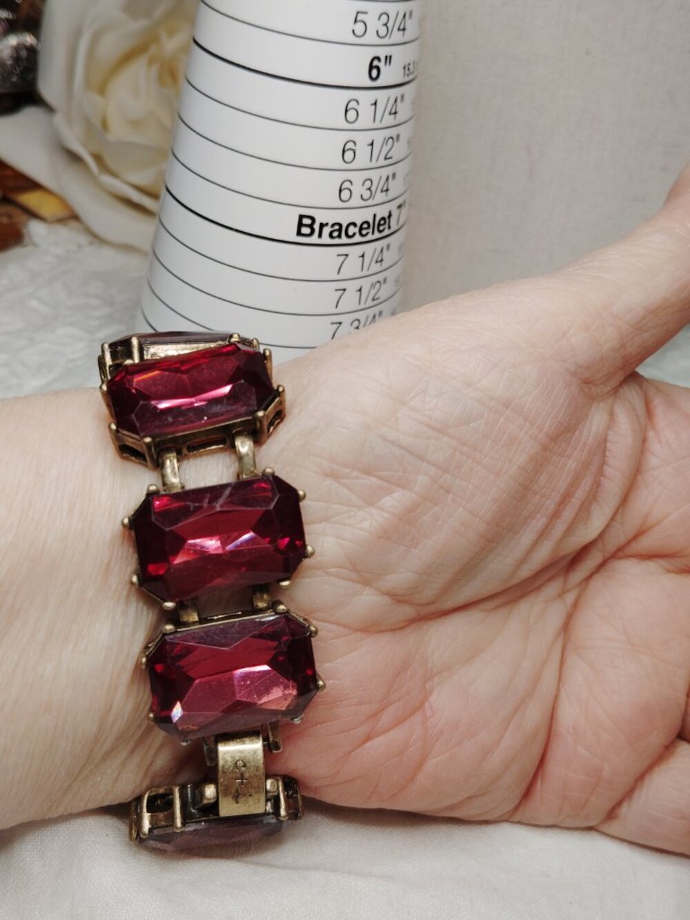 Chloe + Isabel Wine‑Red Rhinestone Bracelet - Picture 11 of 12